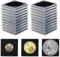 Coin Snap Holders, 20 Pcs Silver Dollar Coin Holders, Clear Coin Capsules Cases for Collectors with 5 Sizes Black Gasket 20/25/30/35/40mm, Plastic Storage Organizer Box for Coin Collection Supplies