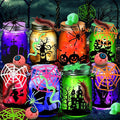 Halloween Crafts Activities For Kids Ages 4-12,8 Pack Glass Mason Jar for School Halloween Art Activities,Halloweens Craft Supplies,DIY Lantern Jar for Gifts Halloween Party Favors,Classroom Prizes