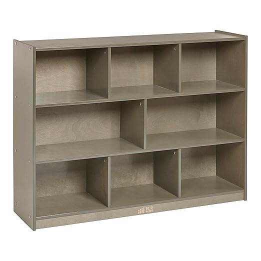 ECR4Kids 8-Compartment Mobile Storage Cabinet, 36in, Classroom Furniture, Natural