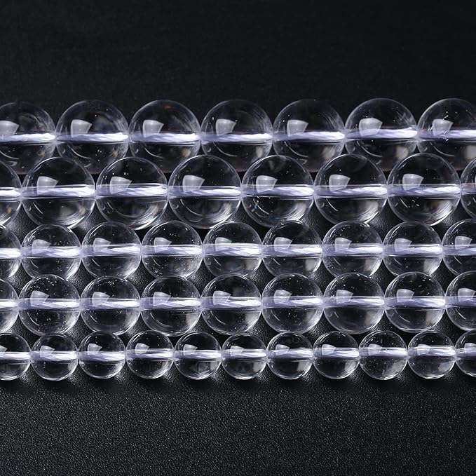 8MM 45PCS Natural Clear White Crystal Quartz Gemstone 3A Grade Round Loose Beads for Jewelry Making DIY Bracelet 1 Strand 15''