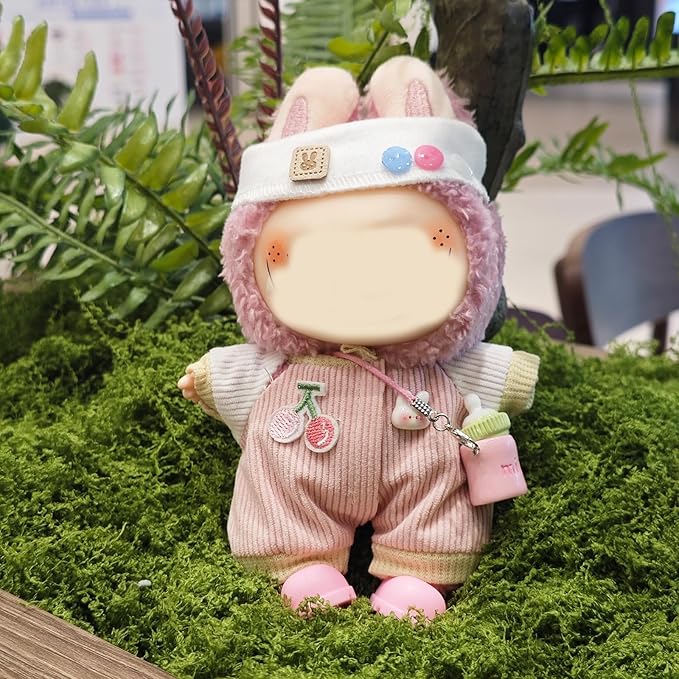 17cm Doll Clothes Set, Cute Girls Doll Outfits Set , 4 PCS Pink Jumpsuits Outfits Exquisite Accessories
