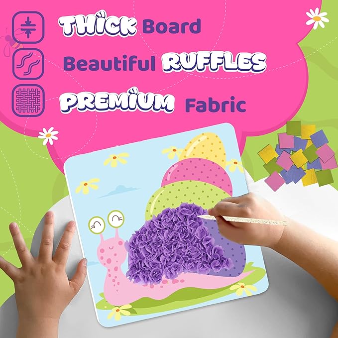 jackinthebox Poke Poke Art – Bugs Theme, Mess-Free Fabric Art and Craft, Flower Pressing Kits, Gift for Kids, Toys for Girls and Boys Ages 4 5 6 7 8