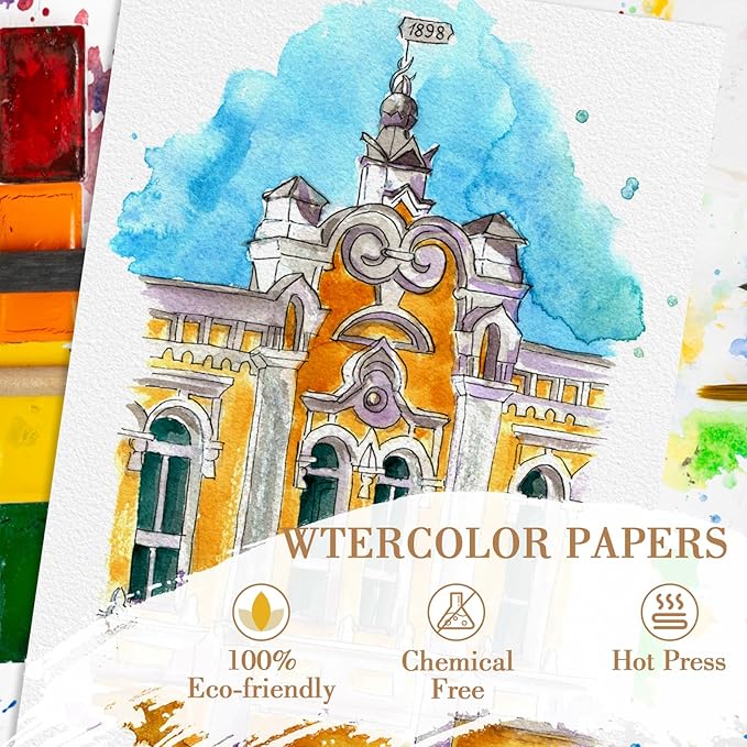 100PCS 4x4 Watercolor Paper Bulk, 140lb/300g Cold Press Thick Water Color Paper Pad for Kid Child Adult, White Art Paper for Drawing Painting Markers Gouache, Textured Cotton Paper Sheets