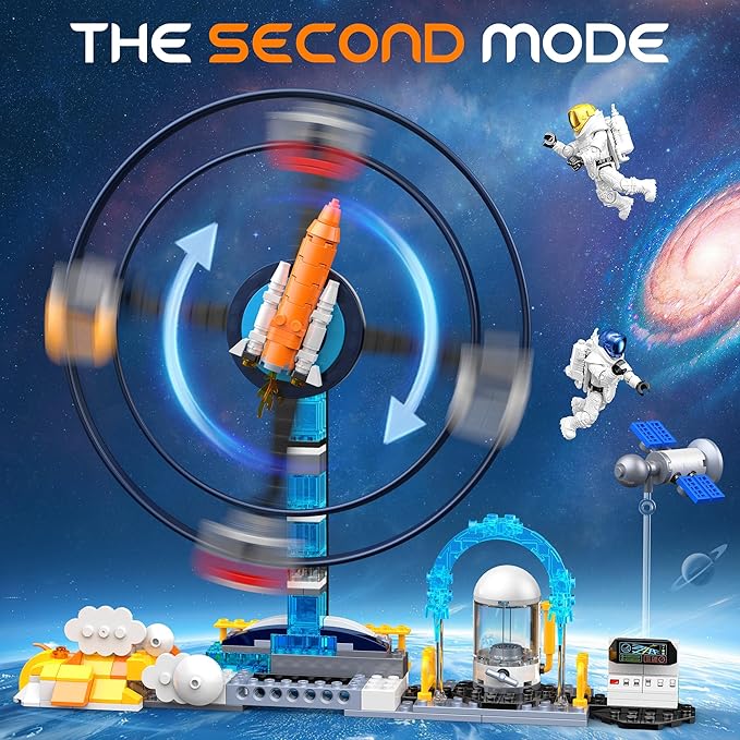 2 in 1 Space Roller Coaster Building Set for Kids 6+, 788PCS STEM Astronaut & Spaceship Toy, Creative Space Station Construction Kit, Birthday for Boys Girls Ages 6-12