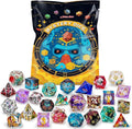 QMAY Resin Mystery Dice Set, 7 Pcs Handmade Sharp Edge Polyhedral Dice, Random Various Styles DND Dice & Dice Bag, DND Gifts, Suitable for Dungeons and Dragons, RPG, MTG,Role Playing Table Game