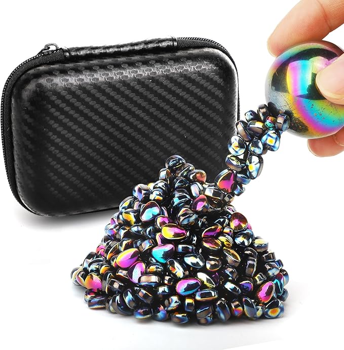 Magnet Stone Ferrite Putty with 2 Big Magnet, Smooth Magnetic Ferrite Magnet Rock Ball Fidget Toy Science Kit, Office Desk Toy Decoration Gift for Adults