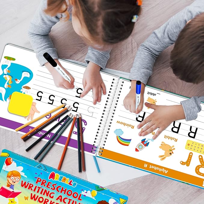 Handwriting Practice Book for Kids, Toddler Preschool Learning Activity for 3 4 5 Year Old, Kindergarten Educational Toys, Montessori Toys Learn Number Letters/ Shapes/ Animal/ Sight Words Workbook