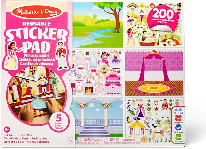 Melissa & Doug Reusable Sticker Pad: Princess Castle - 200+ Stickers and 5 Scenes