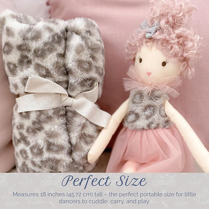 MON AMI Lola Leopard Ballerina Stuffed Doll – 18”, Plush Ballerina Doll for Girls, Use as Toy or Room Decor, Gift for Kids of All Ages