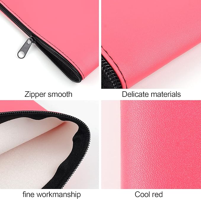 4Pack Money Bag 11 X 6" - Safe Durable Waterproof PU Leather Bank Pouch With Zipper for Cash, Coins, Checks, Bills, Receipts, Makeup, Tool Storage (Peach)