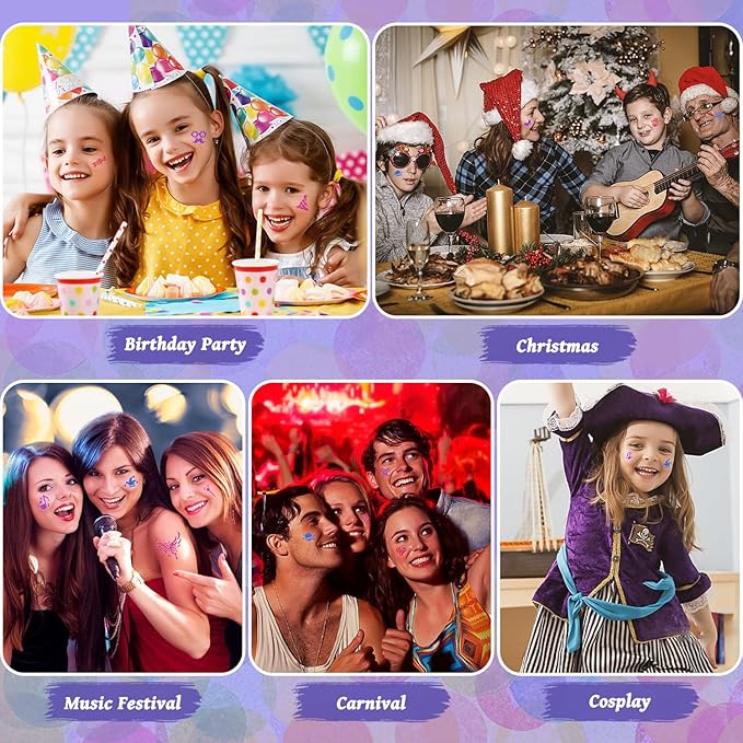 Temporary Glitter Tattoos Kit for Kids,48 Glitter Colors, 178 Stencils,4 Glue,5 Brushes,Adults and Kids Arts Glitter Kit,Wonderful Holiday Gifts for Girls & Boys.