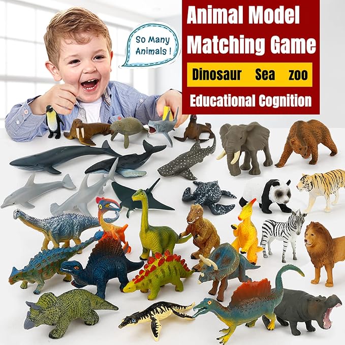 Small Dinosaur Figurines Learning & Education Toys, Plastic Realistic Dinosaur Animal Figures Games Toys, Preschool Learning Activities Matching Game Science Toys (Dinosaur)