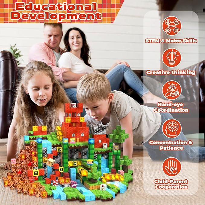 200PCS Magnetic Blocks with Light Blocks - Magnetic Blocks for Kids Ages 4 5 6 7 8 9 10, Magnetic Building Cubes, Magnetic Building Block, Birthday Gifts for 3-10 Years Old Boy Girls, STEM Toy