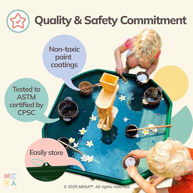 MEKA Tuff Tray for Sensory Play, Sensory Tray for Kids, Toddler Water Table, Tuff Spot Sensory Bin for Toddlers (Dark Green, Large (38" x 38"))