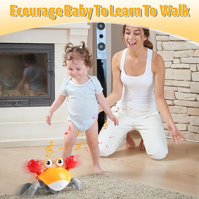 Hirger Crawling Crab Baby Toy Infant: Tummy Time Toys for Babies 3 6 9 12 18 24 36 Months, Walking Dancing Sensing Crab for Toddler 1 2 3 4 Year Old, 1st Music Birthday Gifts for Boys Girls