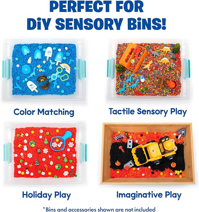 Educational Insights Pluffle 2-Pack Red & Blue - Sensory Bin Foam Set, No Mess Alternative to Sand Toys & Slime for Toddlers at Home or in the Classroom, Fun Sensory Table Filler, Kids Ages 3+