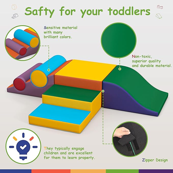 Betterhood Climbing Blocks - Kids Soft Foam Activity Playset - Toddler Soft Couch Climber Gymnastics Equipment for Crawling and Sliding at Home, Preschool