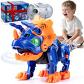 KODATEK Electric Dinosaur Building Blocks, Self-Moving Triceratops with LED Glowing Eyes & Roar Sounds, STEM Learning Toys for Boys 3-5 4-6 4-8 Years, Educational Building Kit Gifts