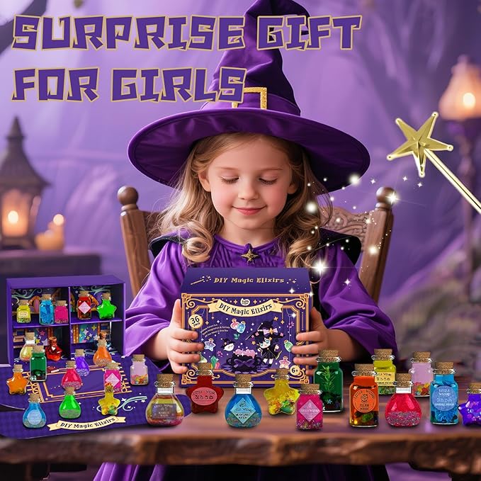 KIDDYCOLOR Magic Potion Kit for Kids - 12 Mixed Fairy Potion Bottles, Art Craft & Decoration Toys for Girls Ages 6 7 8 9 10 12+ Year Magical Workshop Kit for Boys Girls Birthday Party Gift, Christmas