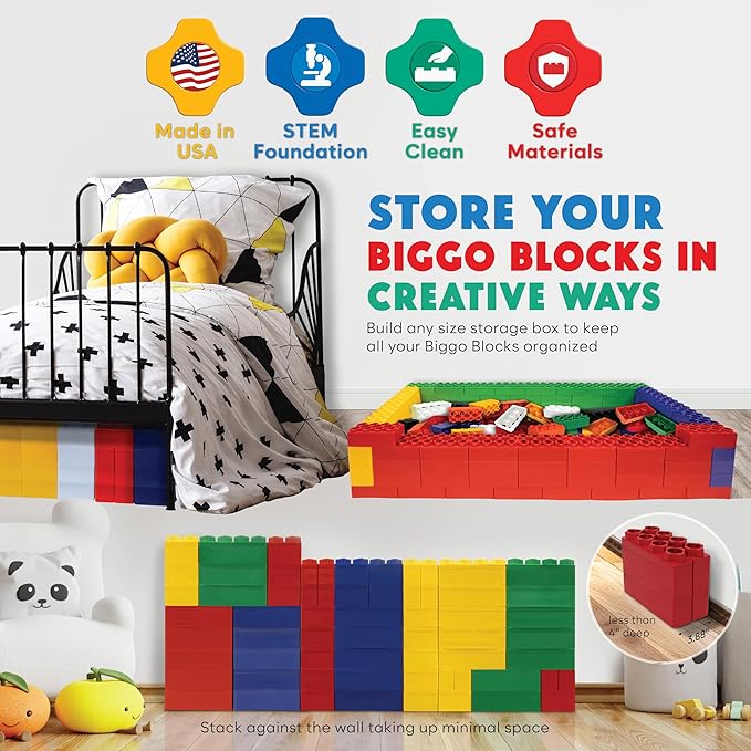 BiggoBlocks Large Building Blocks for Kids Ages 3-8 – 336 Piece Mega Set – Indoor & Outdoor STEM Toy for Boys & Girls