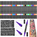 Ponhey Temporary Tattoo Markers for Skin, 24 Body Markers+67 Large Tattoo Stencils,Dual-End Tattoo Pens,Fine Lines with Cosmetic-Grade,Flexible, Skin-Safe Face Paint Kit for Kids Teenage Adults