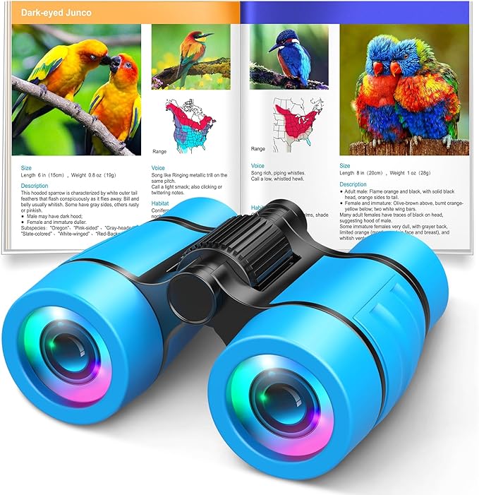 Toys for Boys Ages 3-7: LET'S GO! Kids Binoculars with Bird Watching Manual for 4 5 6 7 Year Old Boys Girls Outdoor Toy for Kid Ages 4-6 Camping Telescope Toddler Birthday Gift Stocking Stuffers