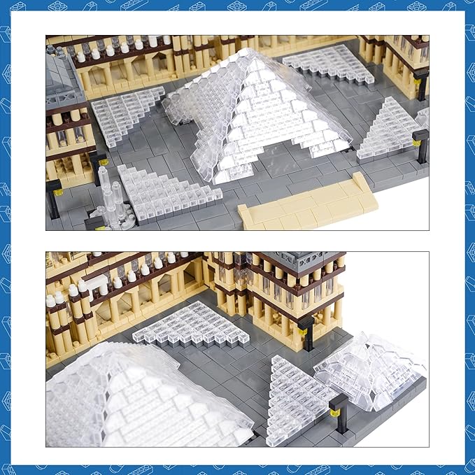 Architecture Louvre Micro Building Blocks Set, 3377 PCS World Famous Architectural Model Educational Toys Building Bricks