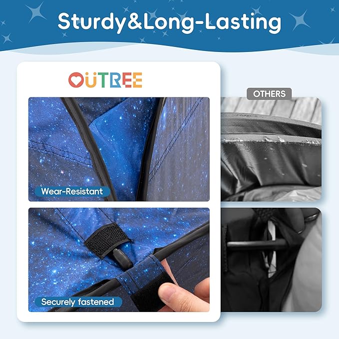 OUTREE Sensory Tent 47 * 47 * 47 in, Starry Night Print, Sensory Tent for Kids with Autism, pop up Play Room