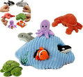6pcs sea Finger Puppets with a Shell House, Novelty Animals Toys Puppet for Kids, Storytelling Role-Playing Plush Finger Puppets Gifts for Boys and Girls