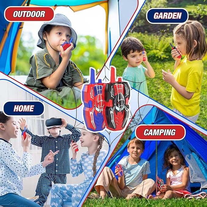 Walkie Talkies for Kids Long Range, Kids Walkie Talkies 2 Pack, Spider Toys for Boys 3-4 4-6 6-8 Outdoor Camping 2 Way Radio Toy, Birthday Toys for Ages 3-4 5-7 8-13