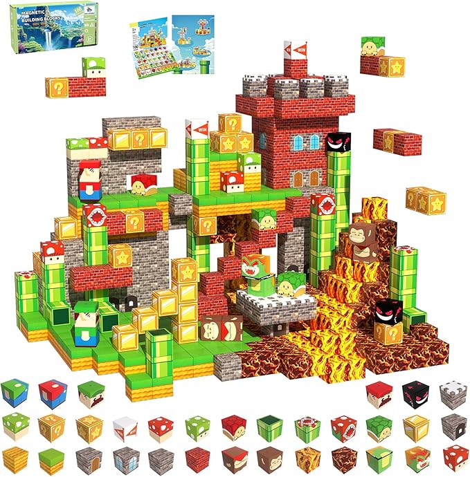 Magnetic Blocks-100PCS Magnetic Building Blocks for Kids Ages 4-8,Magnet Cubes Building Blocks, Magnet Cubes Toddler Kids Toys, Sensory STEM Toys for 3+ Year Old Boys Girls Christmas Birthday Gifts
