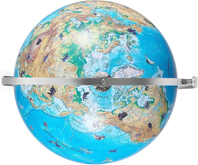 VEVOR Educational World Globe, 10 in/254 mm, Interactive Globe for Kids, with AR Golden APP, 720° Rotation, LED Night Lighting, 197 National Geographic Knowledge, STEM Toy, for Children Ages 4–10