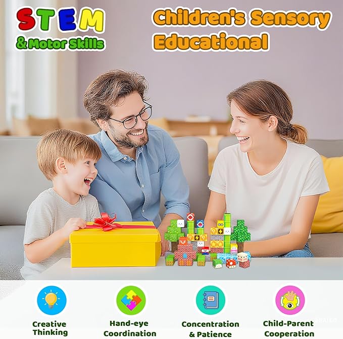 100PCS 1.0 inch Magnetic Blocks, Magnetic Tiles Building Blocks, Magnet Cubes Toddler Kids Toys, Sensory STEM Toys for 3-5 4-6 5-7 6-8 Year Old Boys Girls Christmas Birthday Gift
