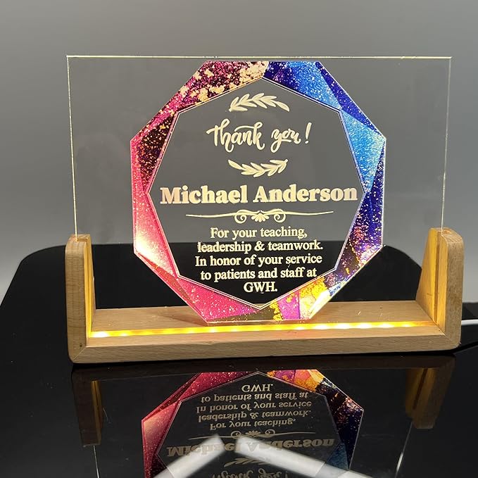 Custom Engraved Acrylic Employee Recognition Award – Personalized Appreciation Trophy for Corporate Excellence – Desk Display Plaque with Free Customization (Style #7)