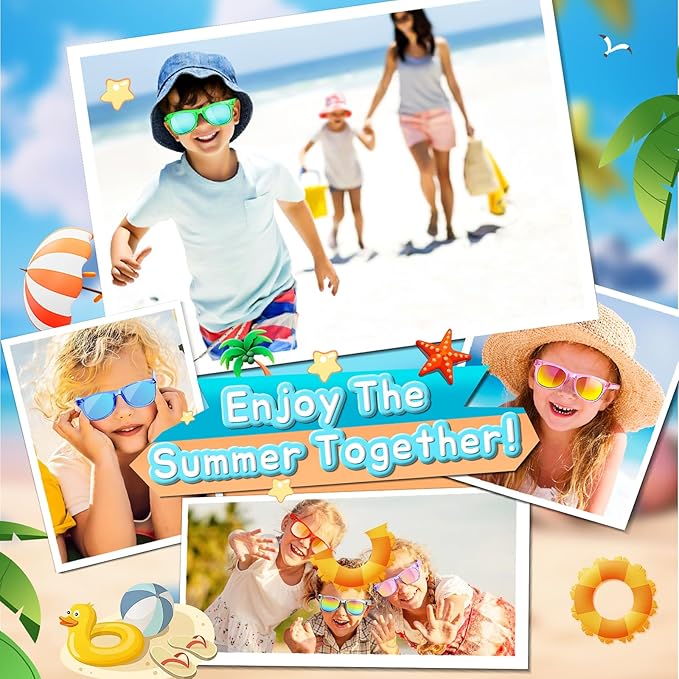 Kids Sunglasses Party Favors - Boys Girls Valentines Day Gifts, Neon Sunglasses with UV 400 Protection for Kids Classroom Favors Birthday Goodie Bags Stuffers - 16 Packs