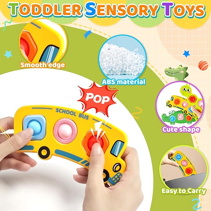 Christmas Stocking Stuffer 3PC Fidget Popper Sensory Toys for Toddlers, Party Favor Goodie Bags Airplane Travel Activities Pop it Fidget Toys Autism Gifts for 12+ Month Babies 1 2 3 Year Old