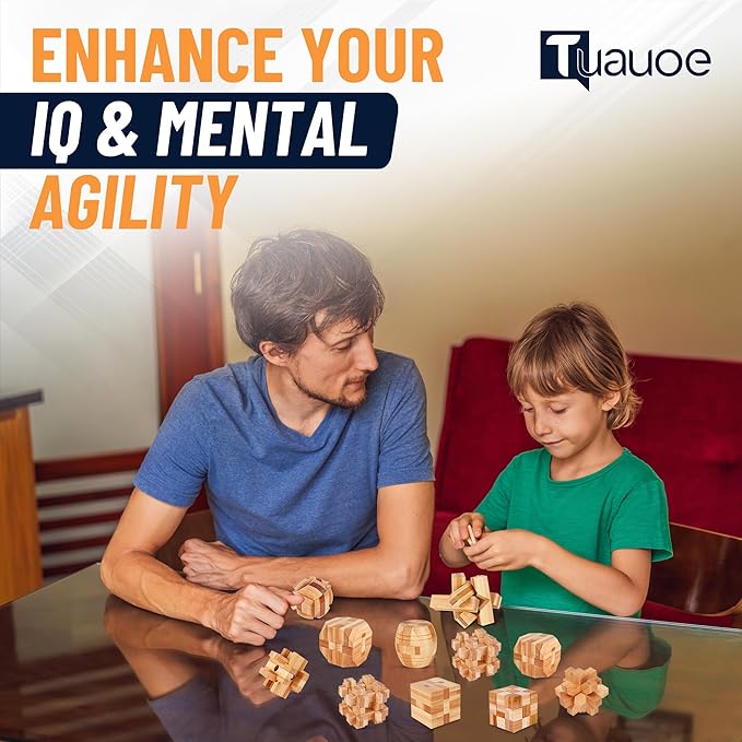 Wooden Brain Teaser Puzzles, 12pcs 3D Brain Teasers for Adults Teens Kids, Logic Mind Puzzle Box Lock Toy Removing Assembling 3D Small Puzzle Gift Set, Small 3D Unique IQ Hand Puzzles