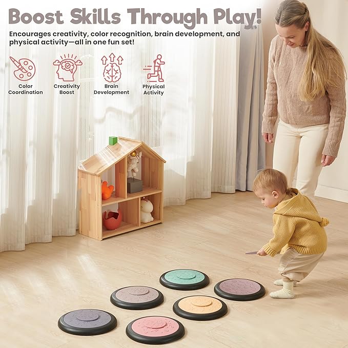 Stepping Stones – Indoor & Outdoor Obstacle Course Toys for Kids – Montessori Sensory & Motor Skill Development, Coordination & Active Play – Textured Educational Play Set