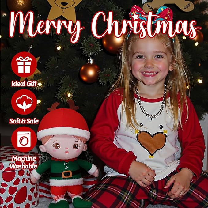 OUOZZZ Christmas Soft Baby Doll Toys for 1 Year Old Girl Gifts | Christmas Plush Toys Gift Collecting and Decorating for Toddlers Kids Infants 15"