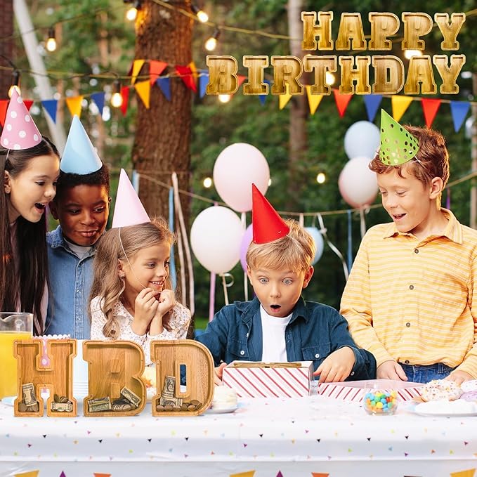 Wooden Letter Piggy Bank for Kids Larger Letter Piggy Bank for Boys and Girls Personalized Piggy Bank Initial Coin Bank Wood Kids Money Bank for Birthday and Festival