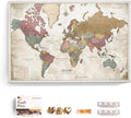 Canvas World Map with Cork Pin Board - English Lettering - Decorative Wall Decoration for All Rooms - Canvas Pictures with World Map Motif (120x80 cm, Pattern 20)