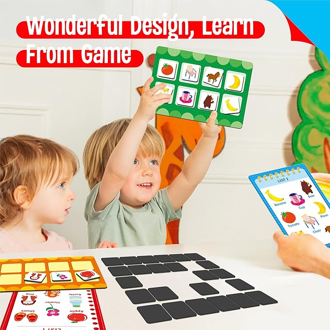 SpriteGru Magnetic First Word Matching Game, Funny Words Learning Game, Race to Collect Your Lists Educational Toy for Boys & Girls at Home