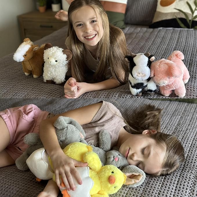 MaoGoLan 4 Pack Farm Stuffed Animals Bulk Party Favors for Kids, 8 inch Plush Cow & Sheep & Pig & Horse - Gifts for Toddlers Girls Boys Christmas Birthday Baby Shower