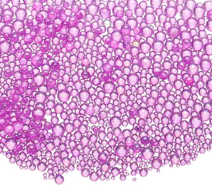 Iridescent Glass Tiny Bubble Beads, 0.4-3mm 10g No Hole Micro Mini Round Deep Purple Water Droplets Beads - Applications: for Resin Filler, Nail Art, Dollhouse Bath Tub