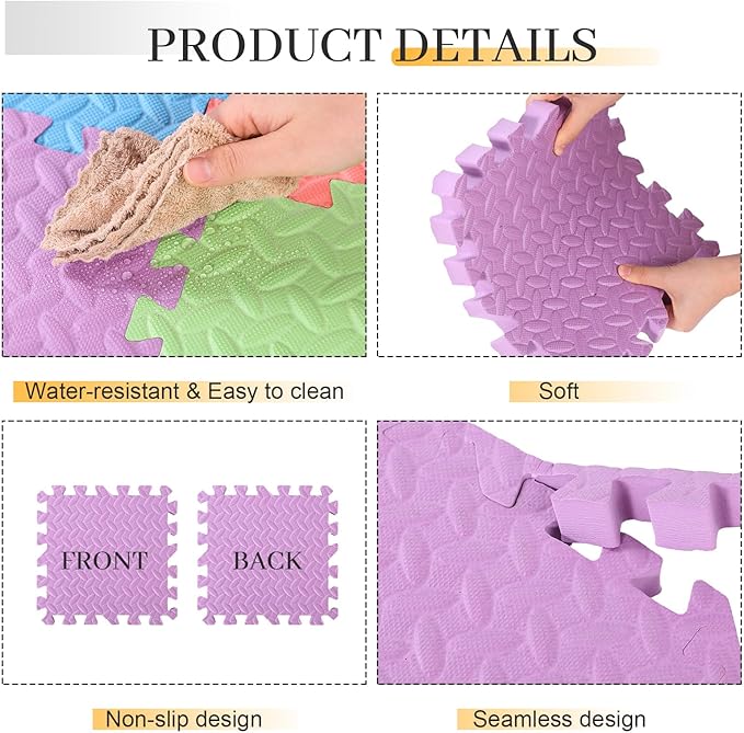 20 Tiles 12x12x1 Inch EVA Thick Interlocking Foam Floor Tiles Puzzle Exercise Mat Foam Mats for Pets Boys Girls Classroom Nursery Gym(Colorful)
