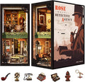 Fsolis Book Nook Kit, DIY Miniature Room House Kit 3D Wooden Puzzle for Adult Decorative Bookend Bookshelf Bookcase Nook Decor Gifts for Women Teens and Book Lovers(Rose Detective Agency)