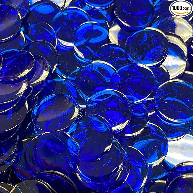 MR CHIPS Plastic Bingo Chips for Games 1000 Count Solid and Transparent Colors Counting 19 Color Choices 3/4 Inch 7/8