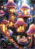 Mushroom Forest Fantasy Puzzle 1000 Pieces for Adults, Magic Fairy House Nature Jigsaw Puzzle, Plant Fungi Elf Puzzles