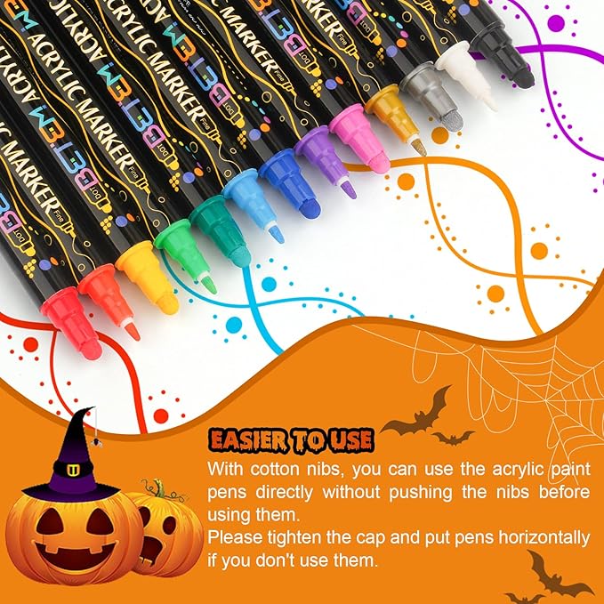 Betem Acrylic Paint Markers Pens, Dual Tip 72 Colors Premium Paint Pens Acrylic Markers for Wood, Fabric, Canvas, Stone, Rock Painting, Glass, Ceramic Surfaces, DIY Crafts Making Art Supplies with Bag