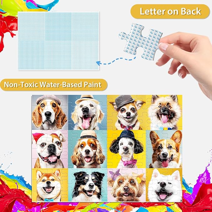 Puzzles for Kids Ages 6-8 8-10 10-12 Year Old and Seniors- Cute Dogs Portrait Jigsaw Puzzle- 100 Piece Puzzles Colorful Children Puzzles Educational Toys Puppy Animal Puzzle as Home Decor